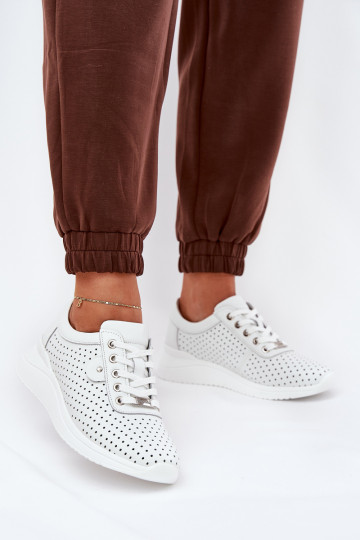 Dames leren sportschoenen Vinceza 79532 witte kleur 2
