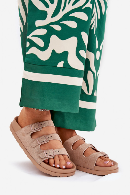 Damespantoffels Met Strepen I met gespenmi beige Uliri Damespantoffels Met Strepen I met gespenmi beige Uliri