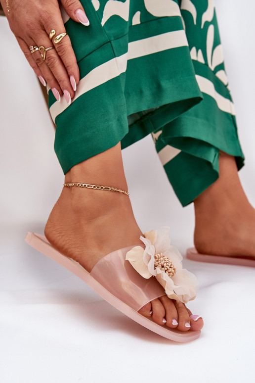 Voir à travers isocèle Pantoufles pour femmes Ze Sztucznym Une fleur Nude Vobetta