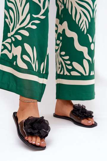 Voir à travers isocèle Pantoufles pour femmes Ze Sztucznym Une fleur couleur noire Vobetta 2