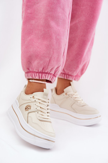 Féminin baskets avec une plateforme beige Caldeno
