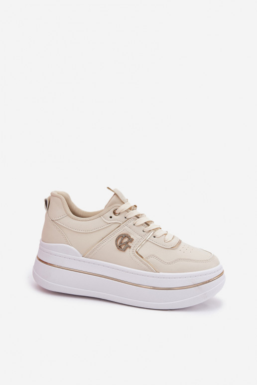 Dames sportschoenen met platform beige Caldeno