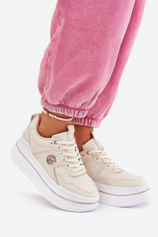 Féminin baskets avec une plateforme beige Caldeno