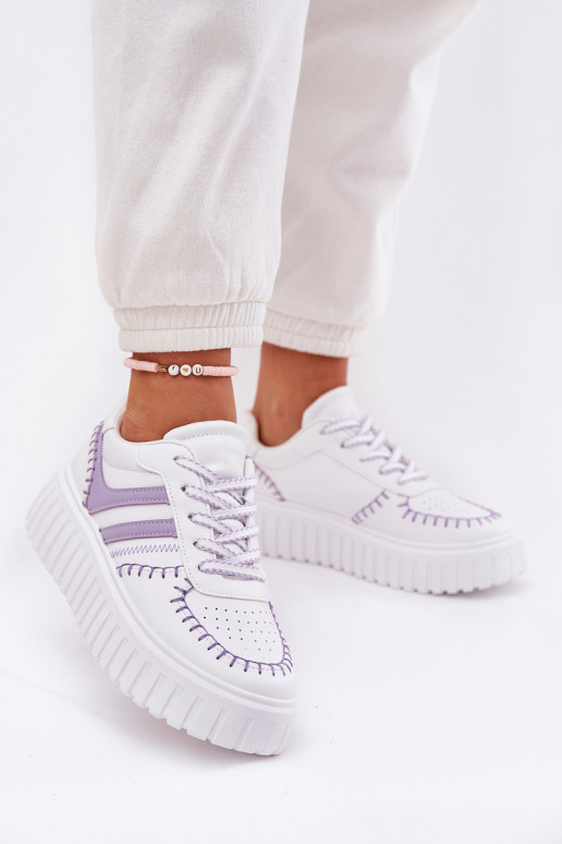 Chaussures modèle baskets Féminin avec une plateforme Couleur violette Ofenale Chaussures modèle baskets Féminin avec une plateforme Couleur violette Ofenale