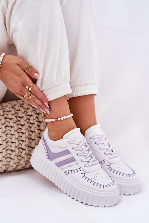 Sneakers model schoenen Dames met platform Paars Ofenale