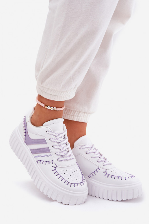 Chaussures modèle baskets Féminin avec une plateforme Couleur violette Ofenale Chaussures modèle baskets Féminin avec une plateforme Couleur violette Ofenale