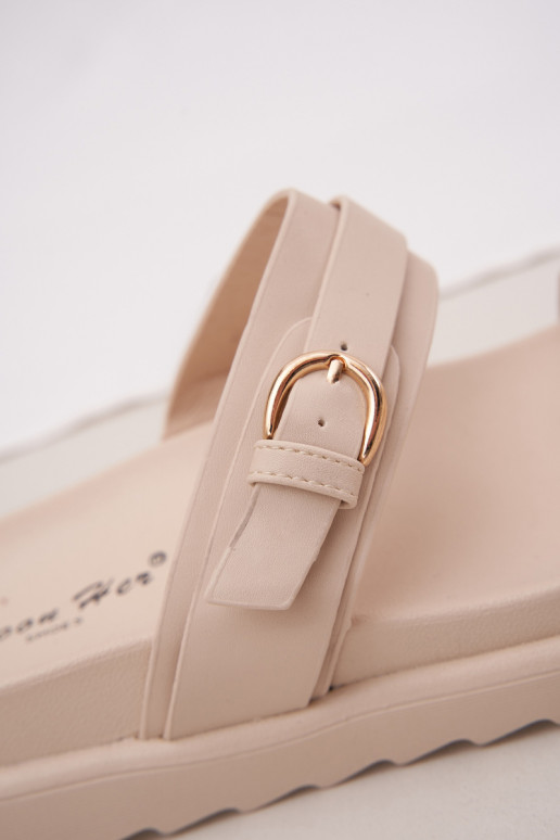 Damespantoffels met platform Ze gouden kleurmi met gespenmi beige INernone