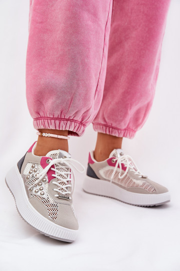 Sportschuhe Damen mit Netz und Stollen in Grau Ogalda 2