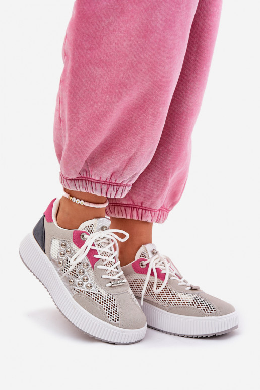 baskets Féminin avec maille Et des clous couleur grise Ogalda baskets Féminin avec maille Et des clous couleur grise Ogalda