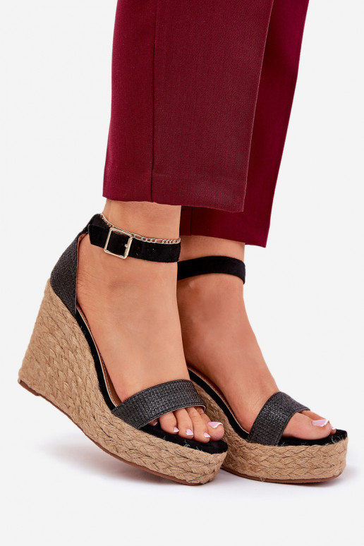 Sandales pour femmes Sur un coin Avec tresse couleur noire Adelio Sandales pour femmes Sur un coin Avec tresse couleur noire Adelio