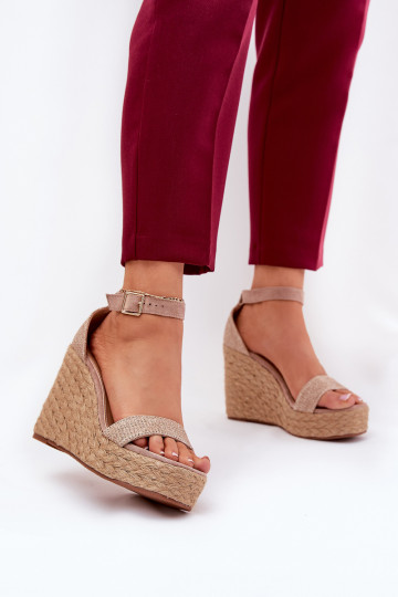 Sandales Femmes à talon compensé avec tresse couleur chaki Adelio 2