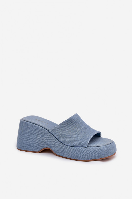 materiaal Damespantoffels met platform I Koturnie Denim-materialen Afisal materiaal Damespantoffels met platform I Koturnie Denim-materialen Afisal
