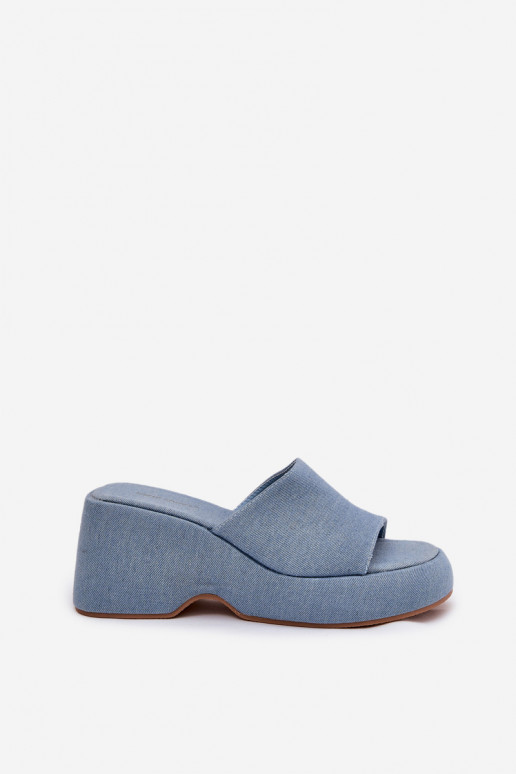 materiaal Damespantoffels met platform I Koturnie Denim-materialen Afisal materiaal Damespantoffels met platform I Koturnie Denim-materialen Afisal