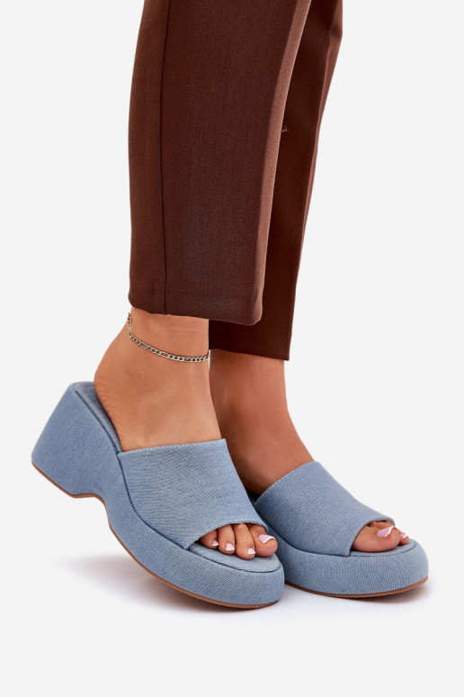 materiaal Damespantoffels met platform I Koturnie Denim-materialen Afisal materiaal Damespantoffels met platform I Koturnie Denim-materialen Afisal