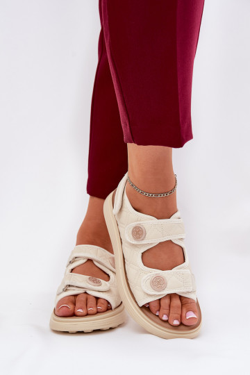 Sandales pour femmes avec ornements et fermetures adhésives couleur sable Zoliner