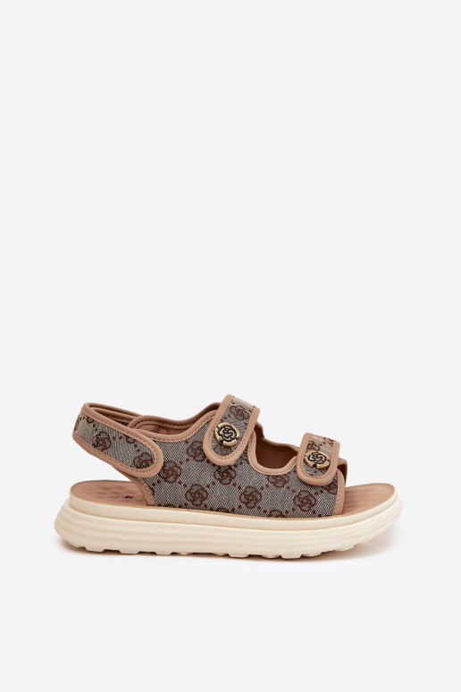 Dames Met patroon materiaal sandalen Ze gouden kleurmi Detalami kaki kleuren Pefese Dames Met patroon materiaal sandalen Ze gouden kleurmi Detalami kaki kleuren Pefese