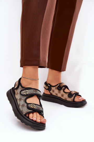 Dames Met patroon materiaal sandalen Ze gouden kleurmi Detalami beige-zInart Pefese