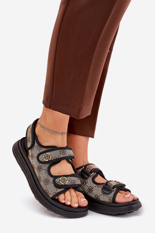 Dames Met patroon materiaal sandalen Ze gouden kleurmi Detalami beige-zInart Pefese Dames Met patroon materiaal sandalen Ze gouden kleurmi Detalami beige-zInart Pefese