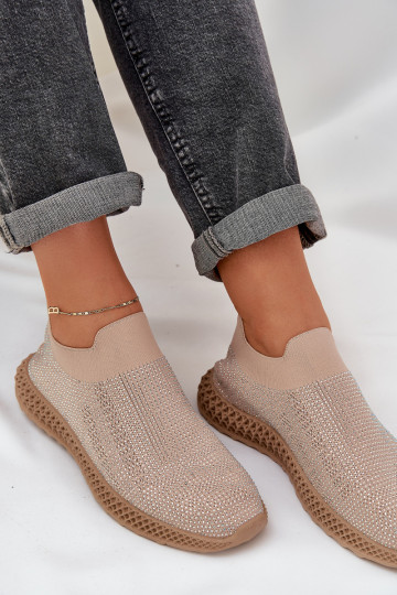 instap sportieve schoenen voor vrouwen met decoratie D&A TIN121 zandkleur