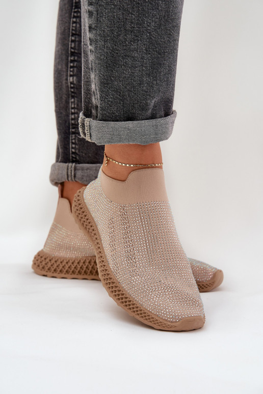 Un modèle convaincant baskets Féminin Avec décoration D&A TDANS121 beige