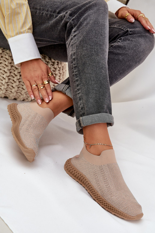 Un modèle convaincant baskets Féminin Avec décoration D&A TDANS121 beige