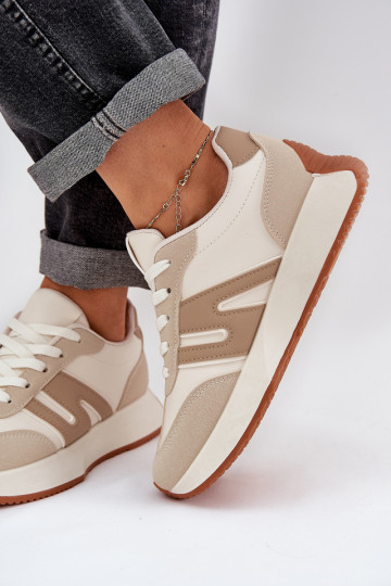 Turnschuhe Feminin mit einer Plattform Beige Emidi 2