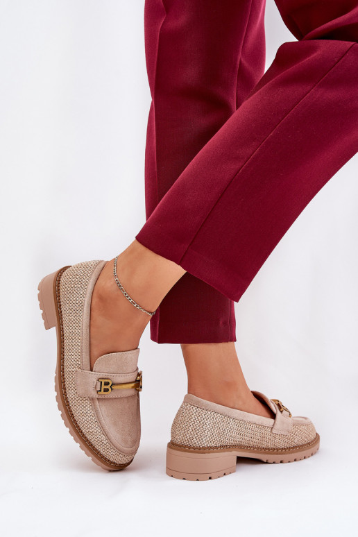 mocassins pour femmes Avec tresse I couleur doréem Detalem beige Seffolia mocassins pour femmes Avec tresse I couleur doréem Detalem beige Seffolia