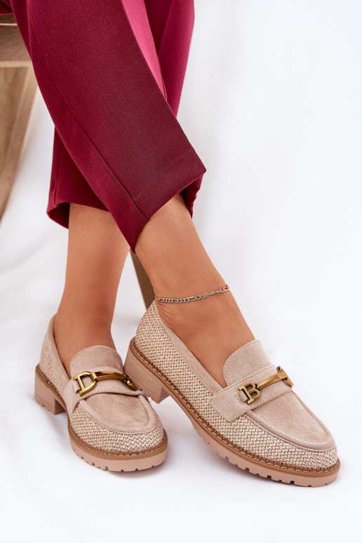 mocassins pour femmes Avec tresse I couleur doréem Detalem beige Seffolia mocassins pour femmes Avec tresse I couleur doréem Detalem beige Seffolia