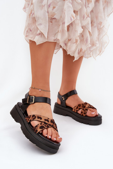 Dames sandalen met platform met luipaardprint bruine Gevinniser 2