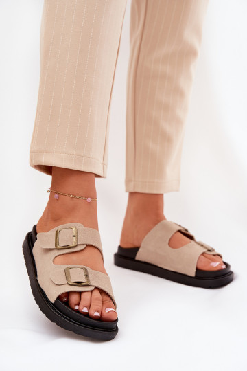 Chaussons Femme à Plateforme avec Boucles Sable Simbes 2