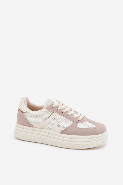 Sneakers model schoenen Dames met platform beige Lesida Sneakers model schoenen Dames met platform beige Lesida