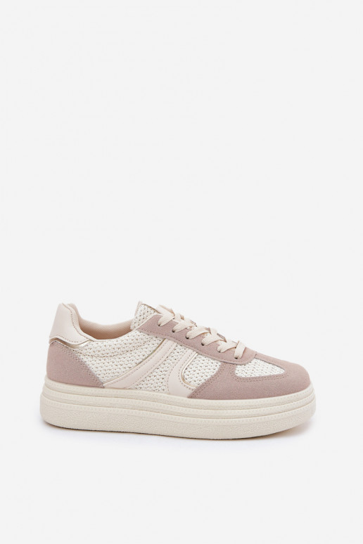 Sneakers model schoenen Dames met platform beige Lesida Sneakers model schoenen Dames met platform beige Lesida