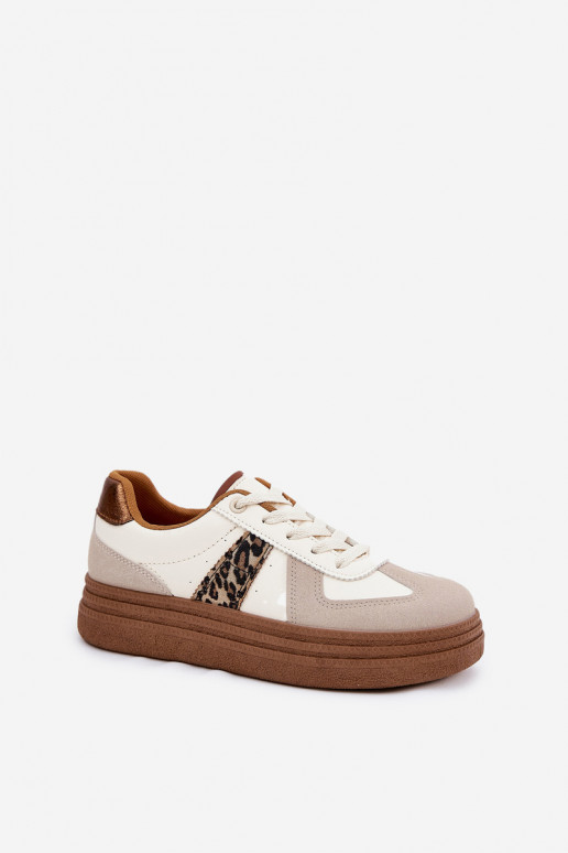 Féminin Chaussures modèle baskets avec une plateforme avec des motifs en fourrure de léopard beige Lincidi Féminin Chaussures modèle baskets avec une plateforme avec des motifs en fourrure de léopard beige Lincidi