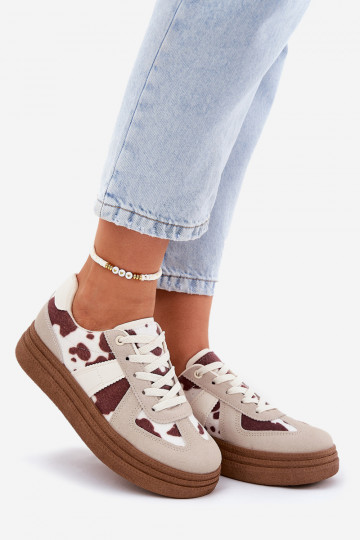 Féminin Chaussures modèle baskets avec une plateforme DANS Łaty beige Lincidi
