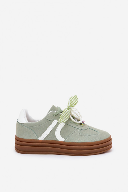 Sneakers model schoenen Dames met platform met mooie details groene kleur Vinness