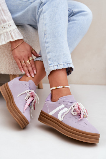 Modelio sneakers met platform en mooie details paarse kleur Vinness