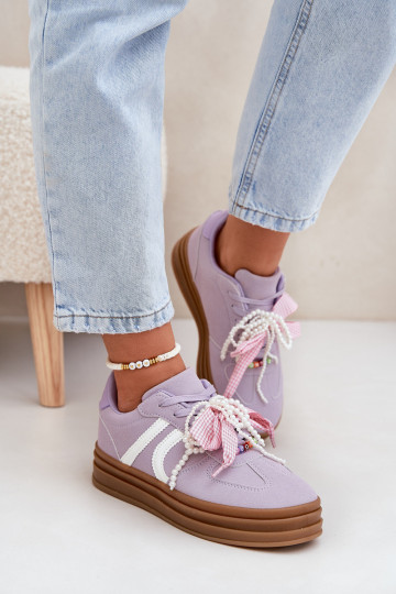 Sneakers model schoenen Dames met platform met mooie details Paars Vinness 2