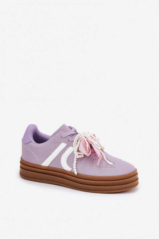 Sneakers Stilvollllschuhe Feminin mit einer Plattform mit schönen Details Violette Farbe Vinness Sneakers Stilvollllschuhe Feminin mit einer Plattform mit schönen Details Violette Farbe Vinness