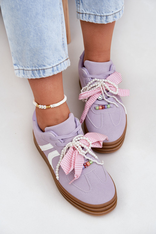 Chaussures modèle baskets Féminin avec une plateforme avec de beaux détails Couleur violette Vinness Chaussures modèle baskets Féminin avec une plateforme avec de beaux détails Couleur violette Vinness