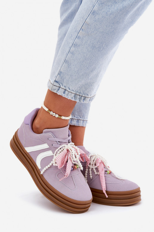 Sneakers Stilvollllschuhe Feminin mit einer Plattform mit schönen Details Violette Farbe Vinness Sneakers Stilvollllschuhe Feminin mit einer Plattform mit schönen Details Violette Farbe Vinness