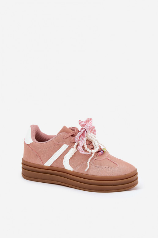 Sneakers Stilvollllschuhe Feminin mit einer Plattform mit schönen Details pinke Farbe Vinness Sneakers Stilvollllschuhe Feminin mit einer Plattform mit schönen Details pinke Farbe Vinness
