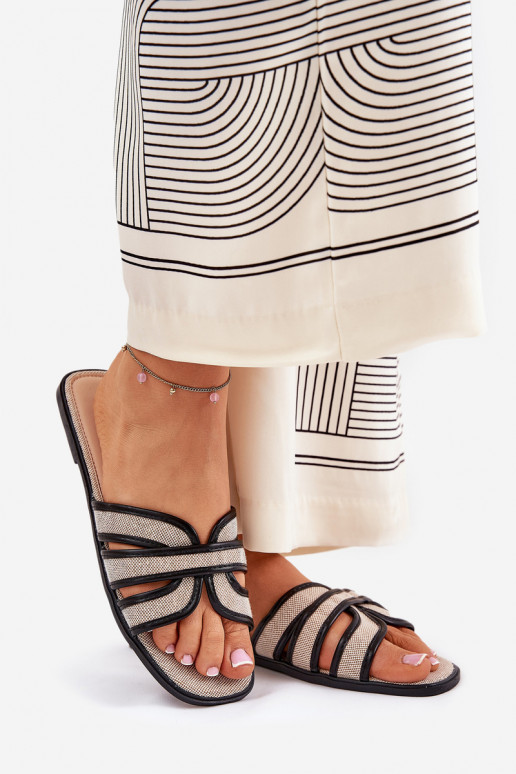 Klassisches Stilvollll Hausschuhe FrauenZuohnung Beige-schZuarze Farbe Scazze Klassisches Stilvollll Hausschuhe FrauenZuohnung Beige-schZuarze Farbe Scazze