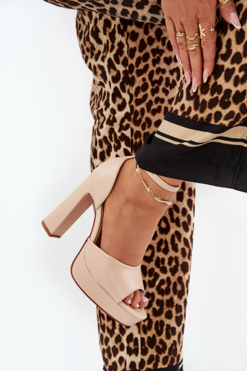 Damen-Sandalen mit hohen Absätzen und Plattform Eko Haut Beige Lomman 2
