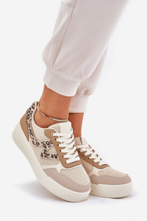 sportschoenen Dames met platform met luipaardbontpatronen kaki kleuren Lorori sportschoenen Dames met platform met luipaardbontpatronen kaki kleuren Lorori