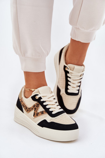Sportieve Schoenen Dames met Platform en Luipaardprint Zwarte kleur Lorori 2