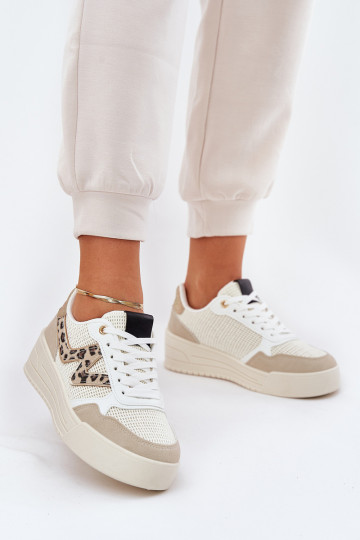 sportschoenen Dames met platform met luipaardbontpatronen beige Lorori 2