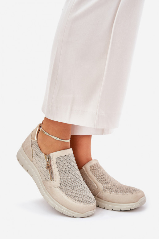 chaussures Féminin avec une plateforme avec fermetures éclair couleur dorée Leanae