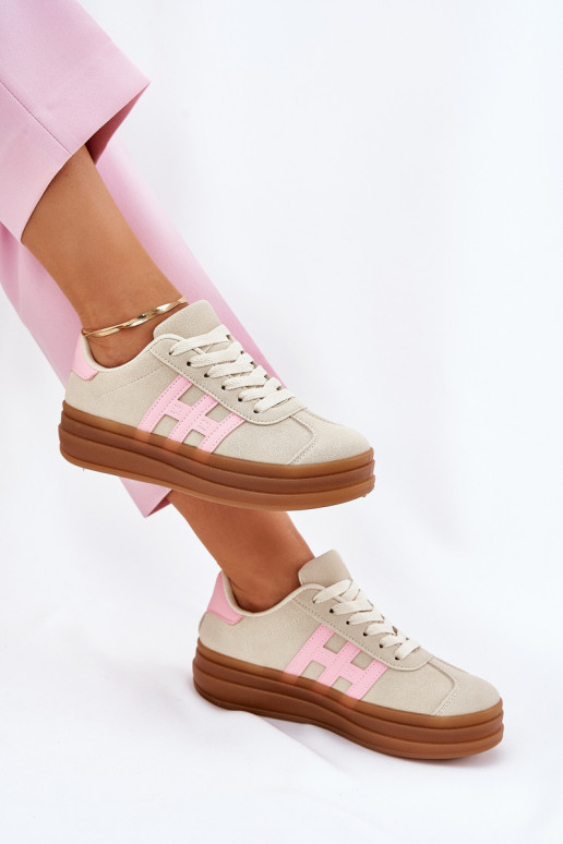 Sneakers Stilvollllschuhe Feminin mit einer Plattform Beige Syliyana Sneakers Stilvollllschuhe Feminin mit einer Plattform Beige Syliyana