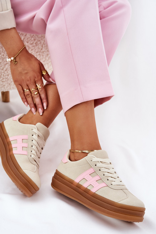 Sneakers Stilvollllschuhe Feminin mit einer Plattform Beige Syliyana Sneakers Stilvollllschuhe Feminin mit einer Plattform Beige Syliyana