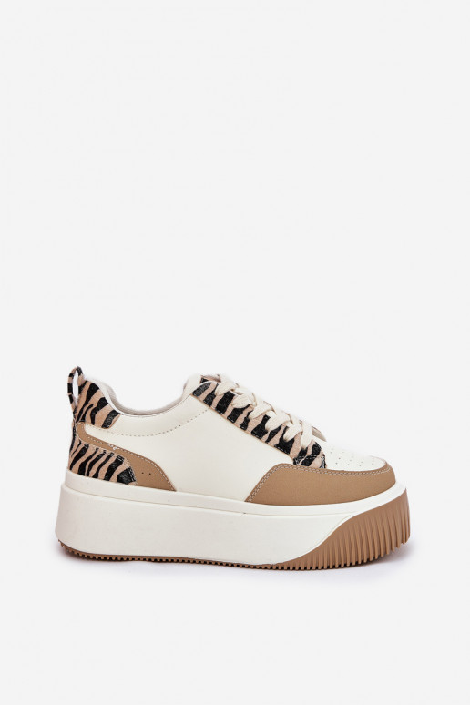 Chaussures modèle baskets Féminin avec une plateforme Zebra beige Tamorniel Chaussures modèle baskets Féminin avec une plateforme Zebra beige Tamorniel